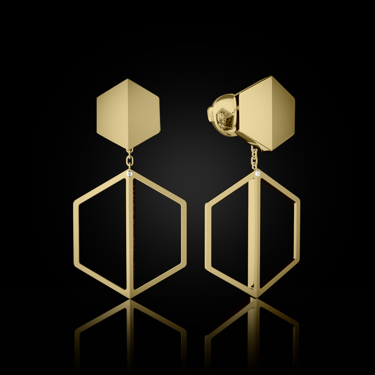 Know You Studs with Short Illuminate You Dangles in Bravura Yellow Gold. 18k gold styling essential—perfect for celebrity press looks, elevated dinners, or modern red carpet moments. Sustainable gold jewelry, ethical jewelry, handcrafted artisan jewelry, fine jewelry, high-end jewelry, and ethical luxury. A striking design from sustainable jewelry brands and a unique jewelry gift in yellow gold.